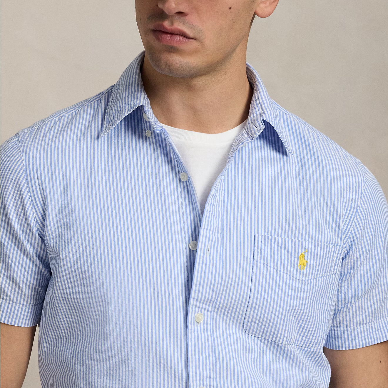 Polo Ralph Lauren Short Sleeve Sport Shirt Custom Blue / White - The Sporting Lodge