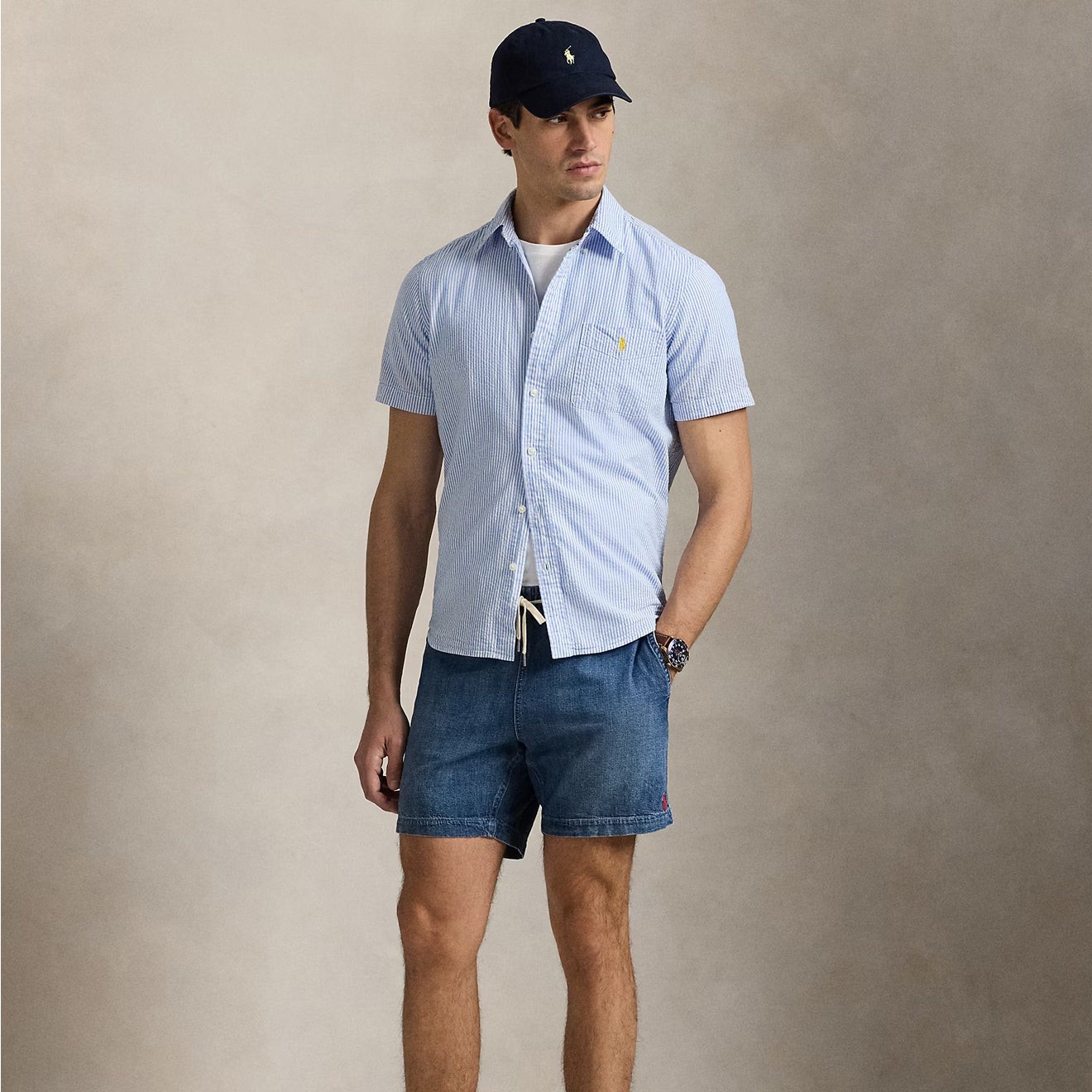 Polo Ralph Lauren Short Sleeve Sport Shirt Custom Blue / White - The Sporting Lodge
