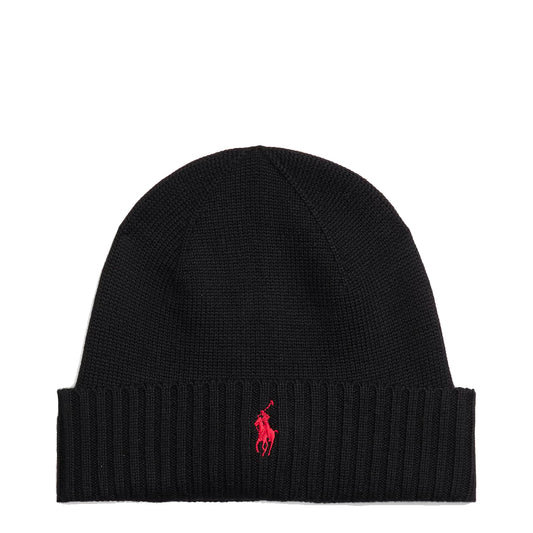 Polo Ralph Lauren Signature Pony Wool Beanie Black - The Sporting Lodge