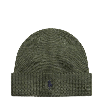 Polo Ralph Lauren Signature Pony Wool Beanie Classic Olive Heather - The Sporting Lodge