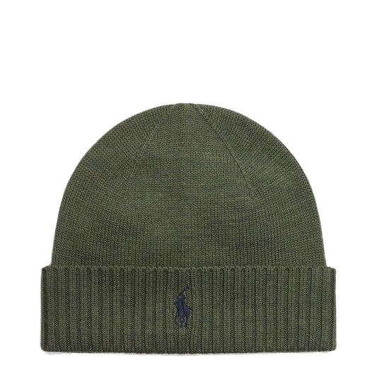 Polo Ralph Lauren Signature Pony Wool Beanie Classic Olive Heather - The Sporting Lodge