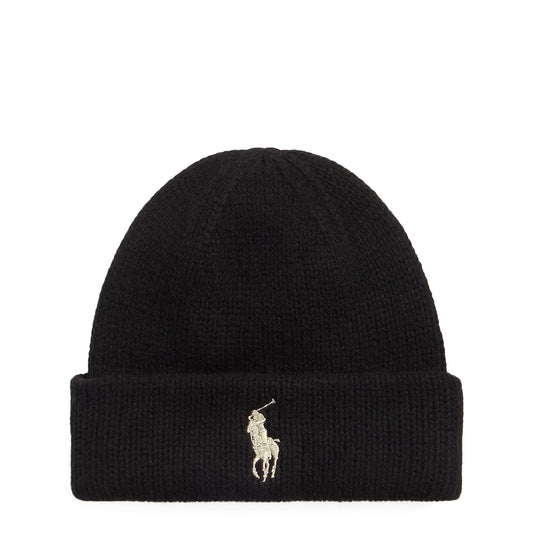 Polo Ralph Lauren Signature Pony Wool Beanie Polo Black / Gold Pp