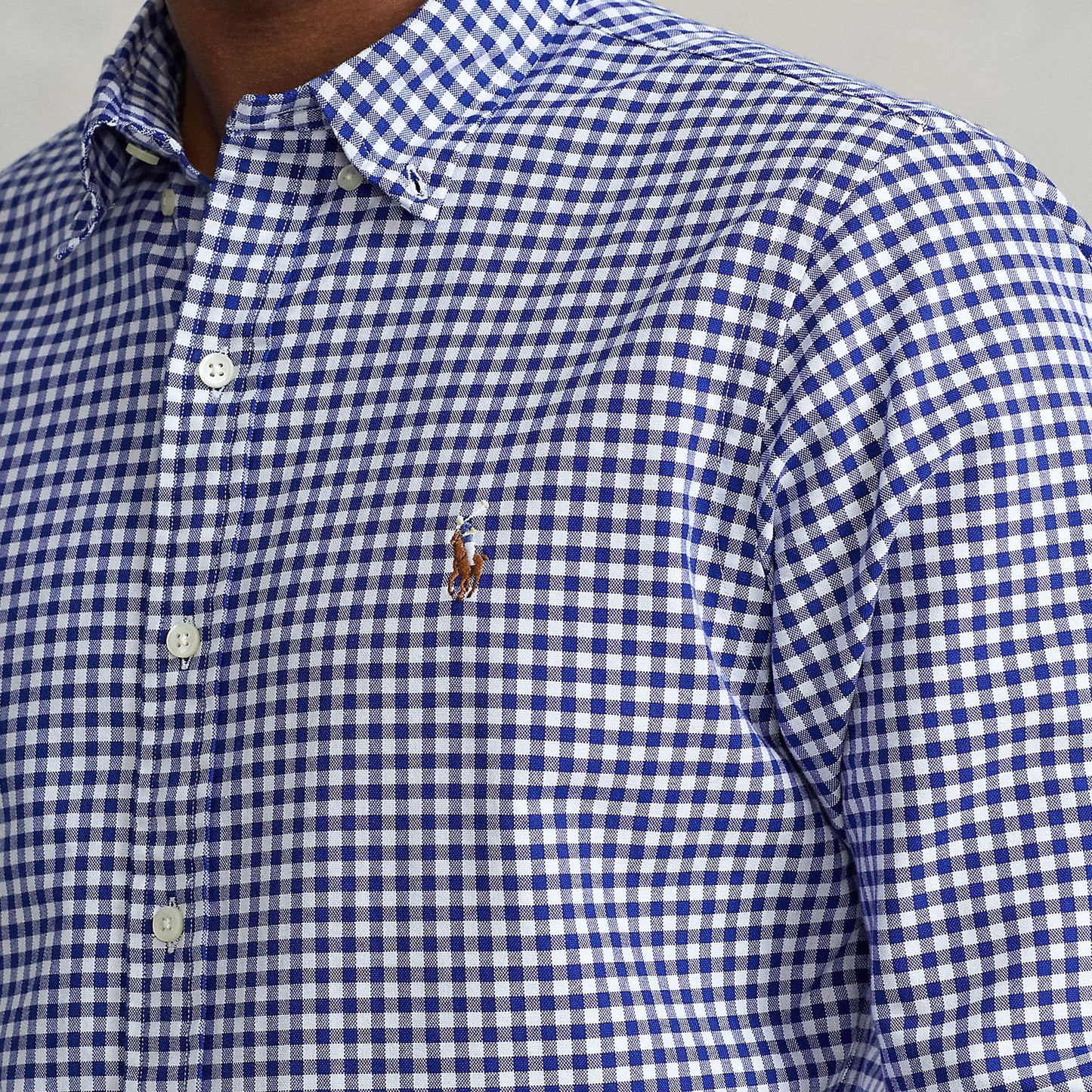 Polo Ralph Lauren Slim Fit Gingham Oxford Shirt Royal / White