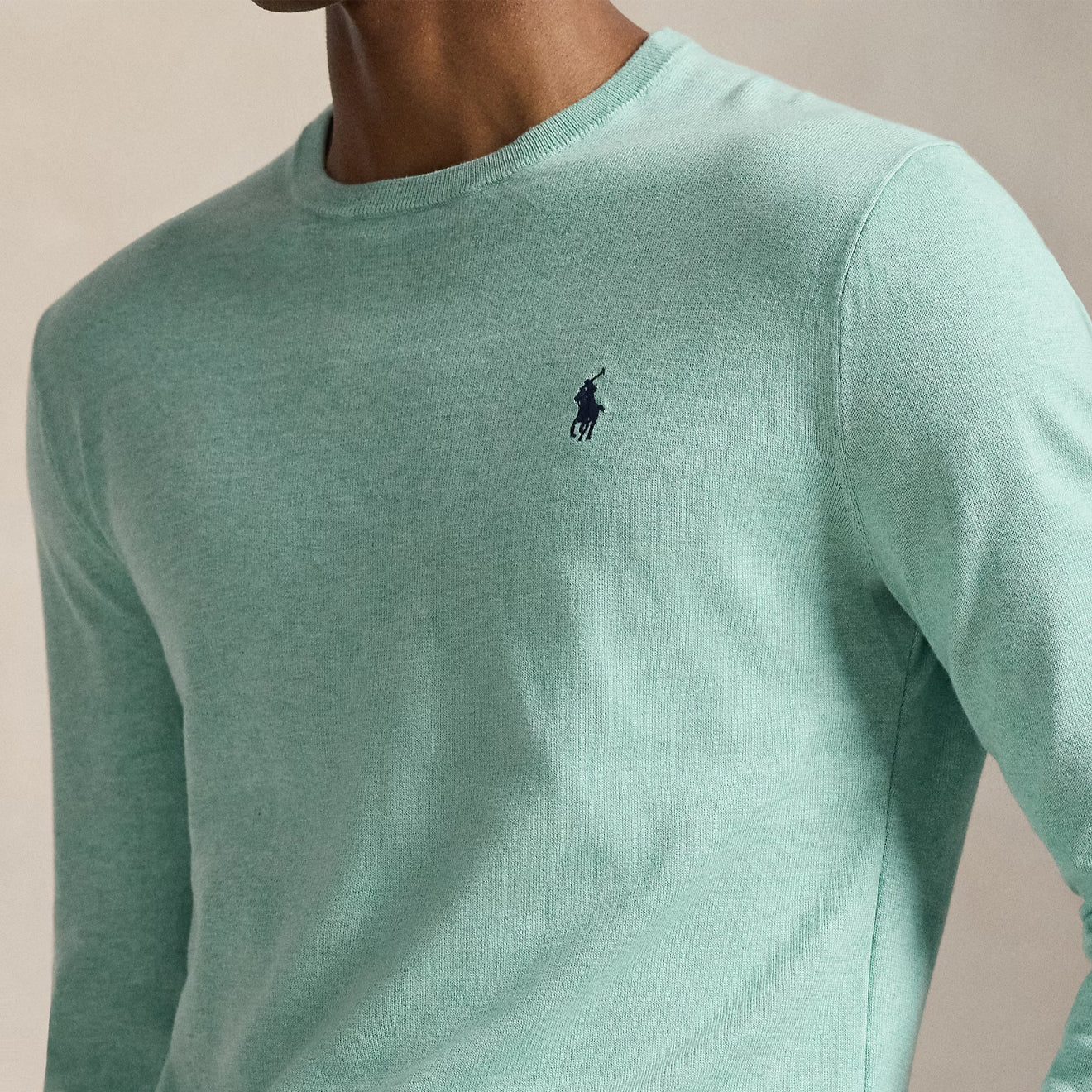 Polo Ralph Lauren Slim Fit Textured Cotton Sweater Green Swallow Heather - The Sporting Lodge