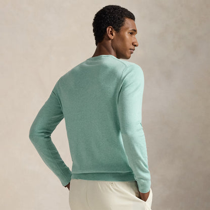 Polo Ralph Lauren Slim Fit Textured Cotton Sweater Green Swallow Heather - The Sporting Lodge