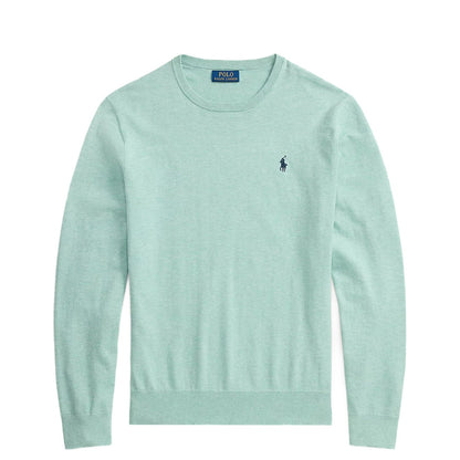 Polo Ralph Lauren Slim Fit Textured Cotton Sweater Green Swallow Heather - The Sporting Lodge