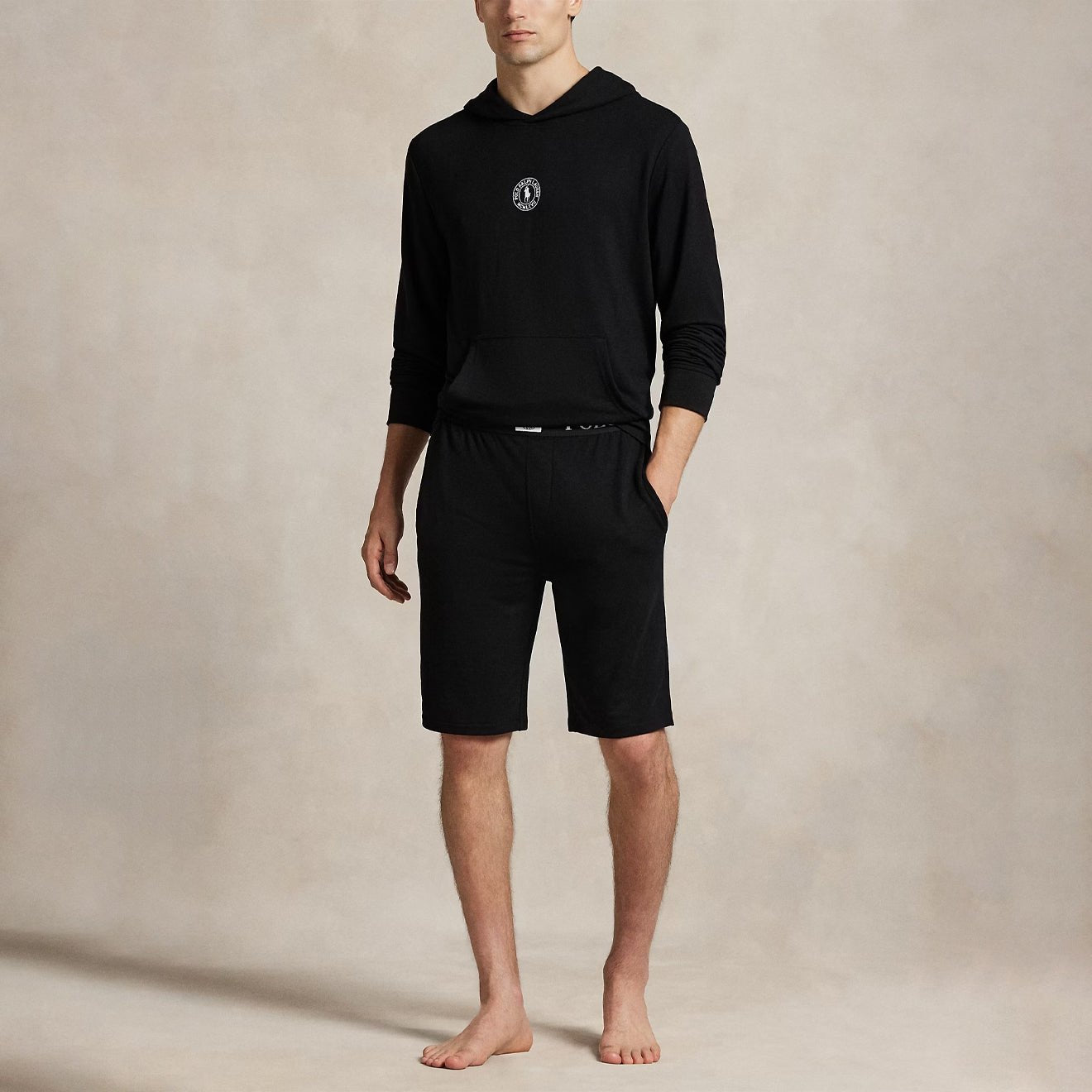 Polo Ralph Lauren Slim French Terry Sleep Short Polo Black - The Sporting Lodge