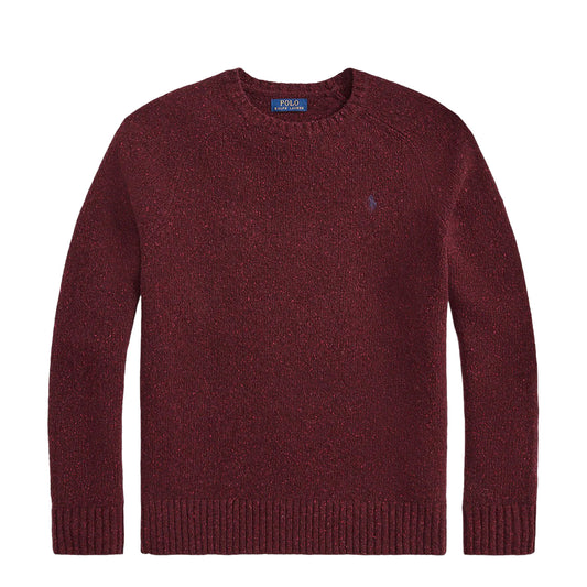 Polo Ralph Lauren Speckled Wool-Blend Crewneck Jumper Aged Wine Donegal