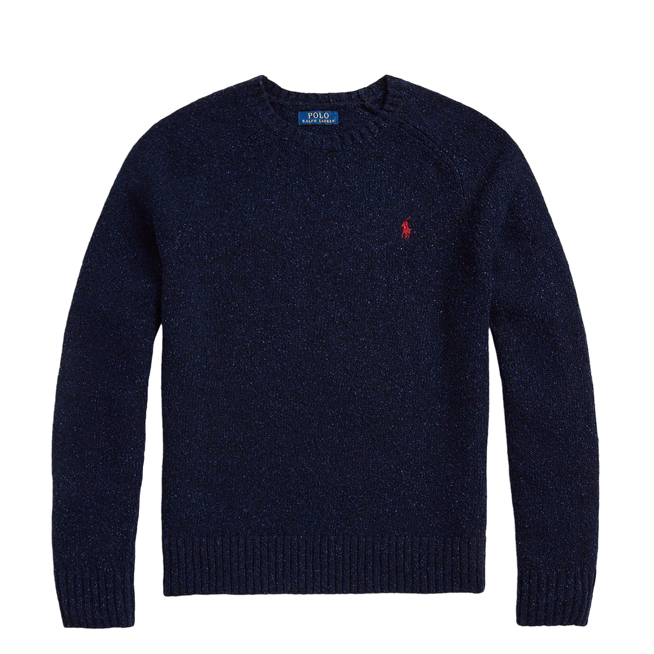 Polo Ralph Lauren Speckled Wool Blend Crew Neck Jumper Ancient Navy Donegal