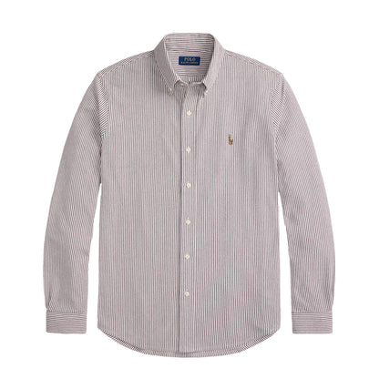 Polo Ralph Lauren Striped Knit Oxford Shirt Classic Wine / White
