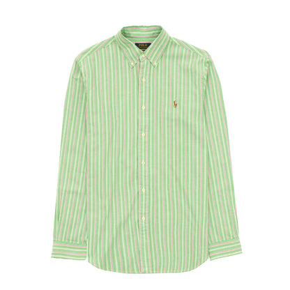 Polo Ralph Lauren Striped Oxford Shirt Green Pink Multi - The Sporting Lodge