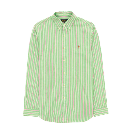 Polo Ralph Lauren Striped Oxford Shirt Green Pink Multi