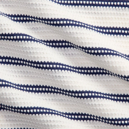 Polo Ralph Lauren Striped Pointelle - Jersey Camp Shirt Pale Cream / Newport Navy