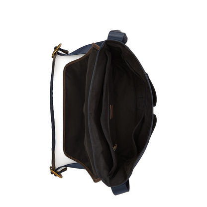 Polo Ralph Lauren Suede-Trim Messenger Bag Newport Navy / Brown