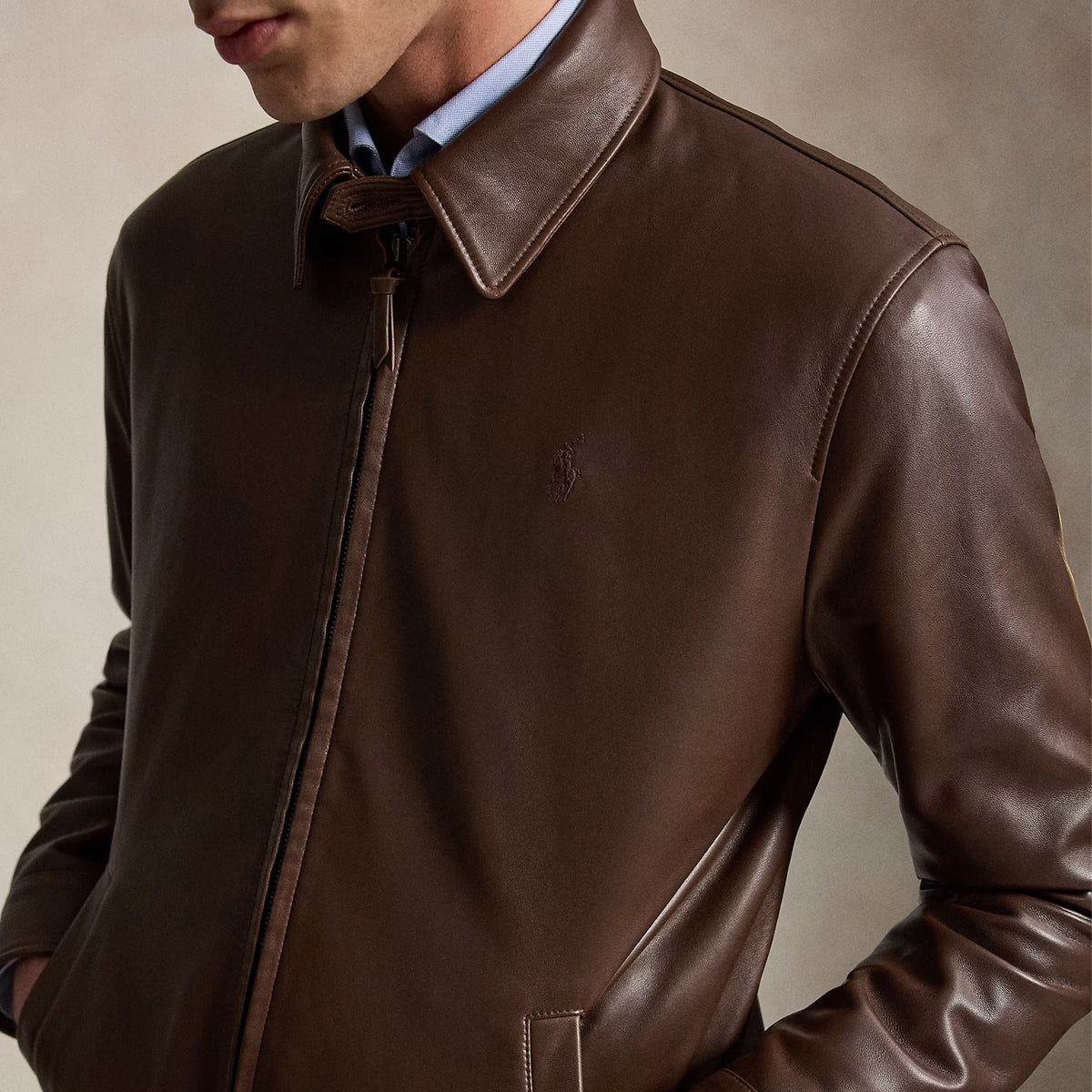 Polo Ralph Lauren The Bayville Leather Jacket Bison Brown