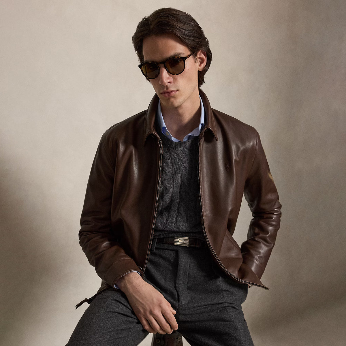 Polo Ralph Lauren The Bayville Leather Jacket Bison Brown