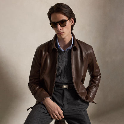Polo Ralph Lauren The Bayville Leather Jacket Bison Brown