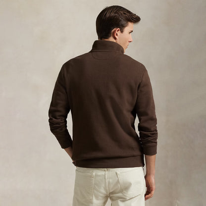 Polo Ralph Lauren Double-Knit Mesh Quarter-Zip Pullover Nutmeg Brown