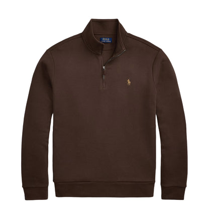 Polo Ralph Lauren Double-Knit Mesh Quarter-Zip Pullover Nutmeg Brown
