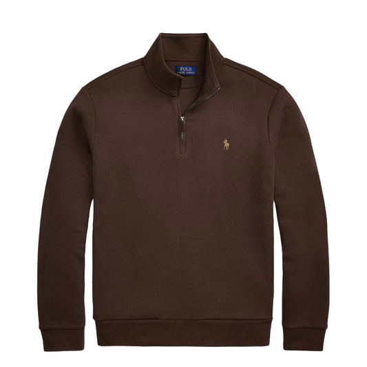 Polo Ralph Lauren Double-Knit Mesh Quarter-Zip Pullover Nutmeg Brown