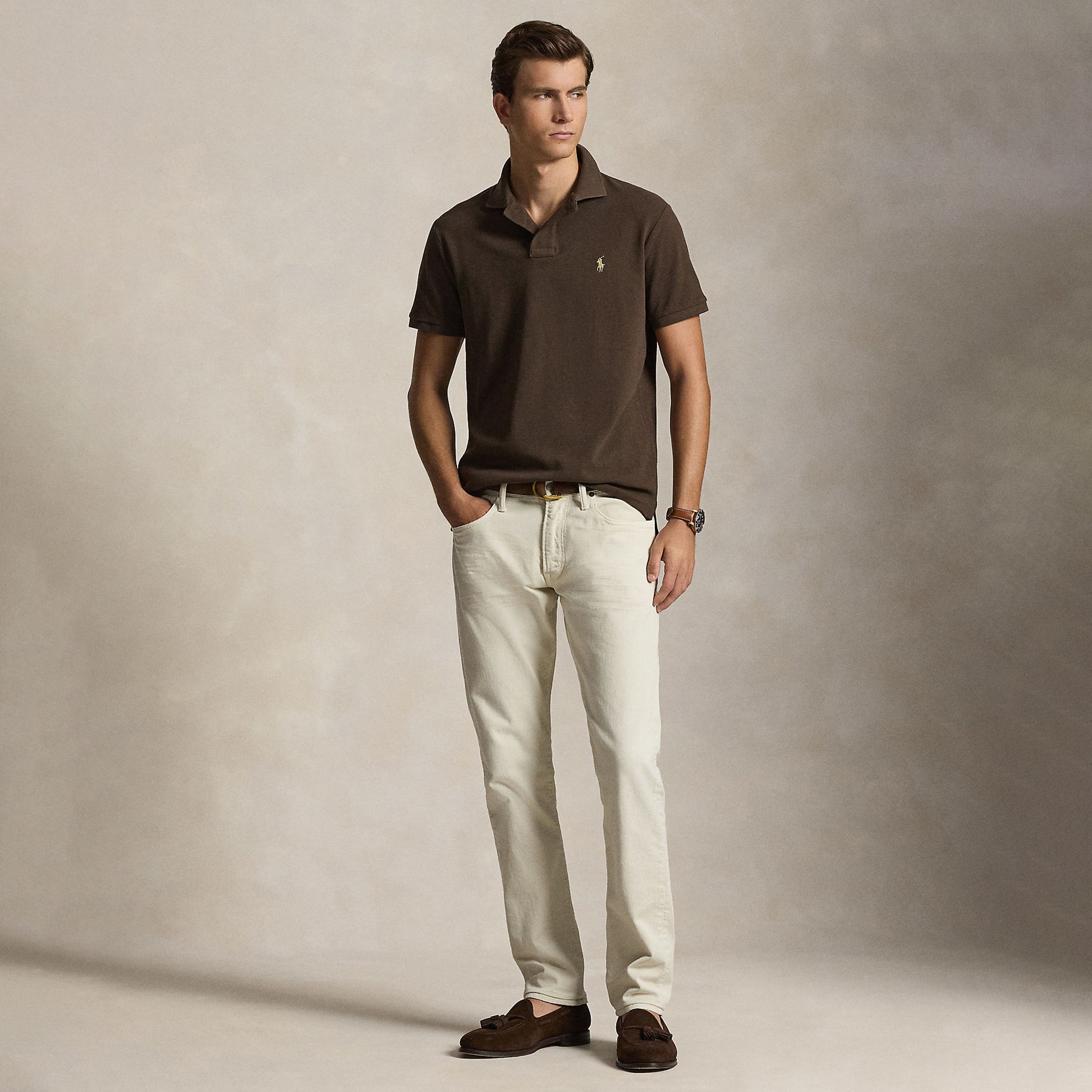 Polo Ralph Lauren The Iconic Custom Slim Fit Mesh Polo Nutmeg Brown / C8663
