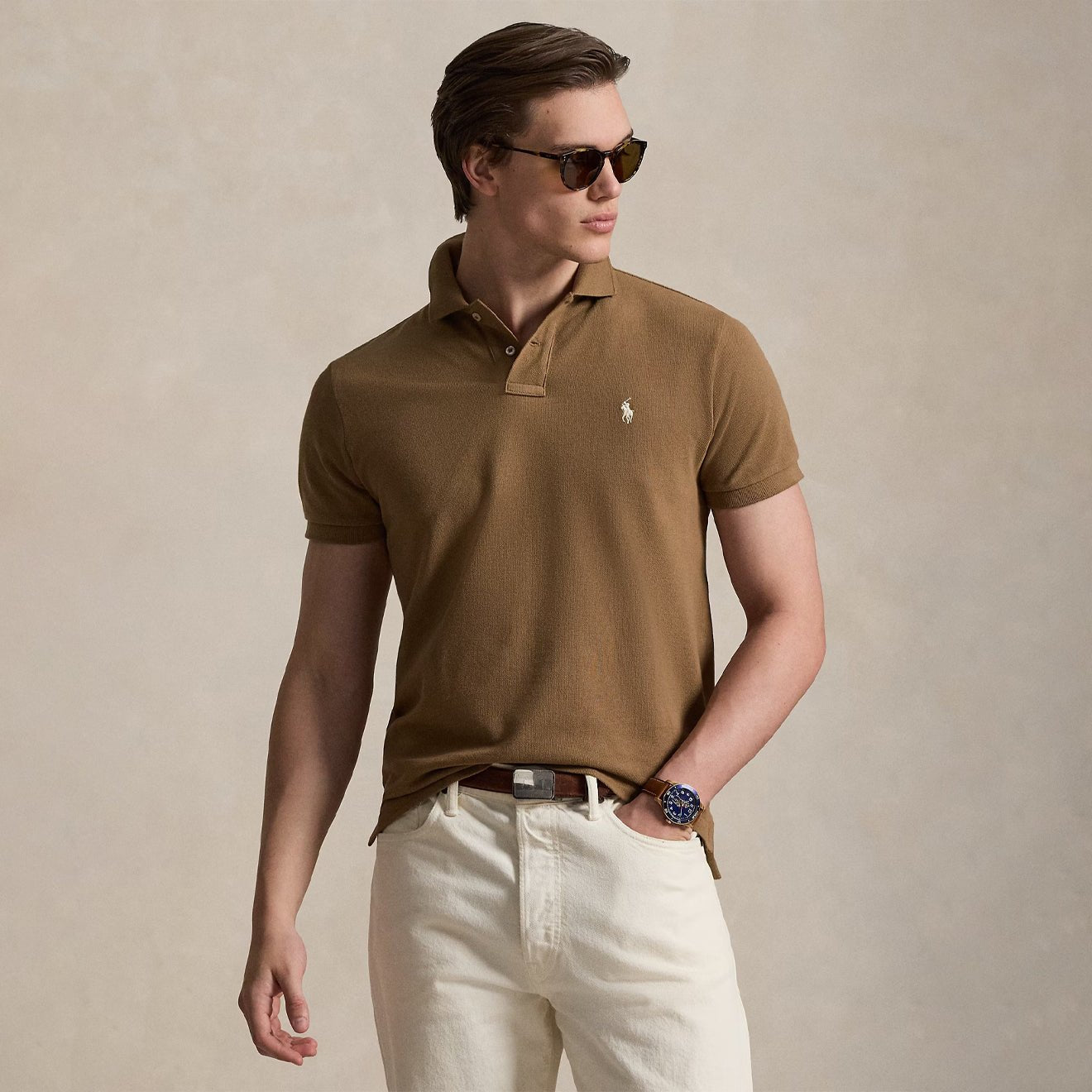 Polo Ralph Lauren The Iconic Mesh Polo Shirt RL Brown - The Sporting Lodge