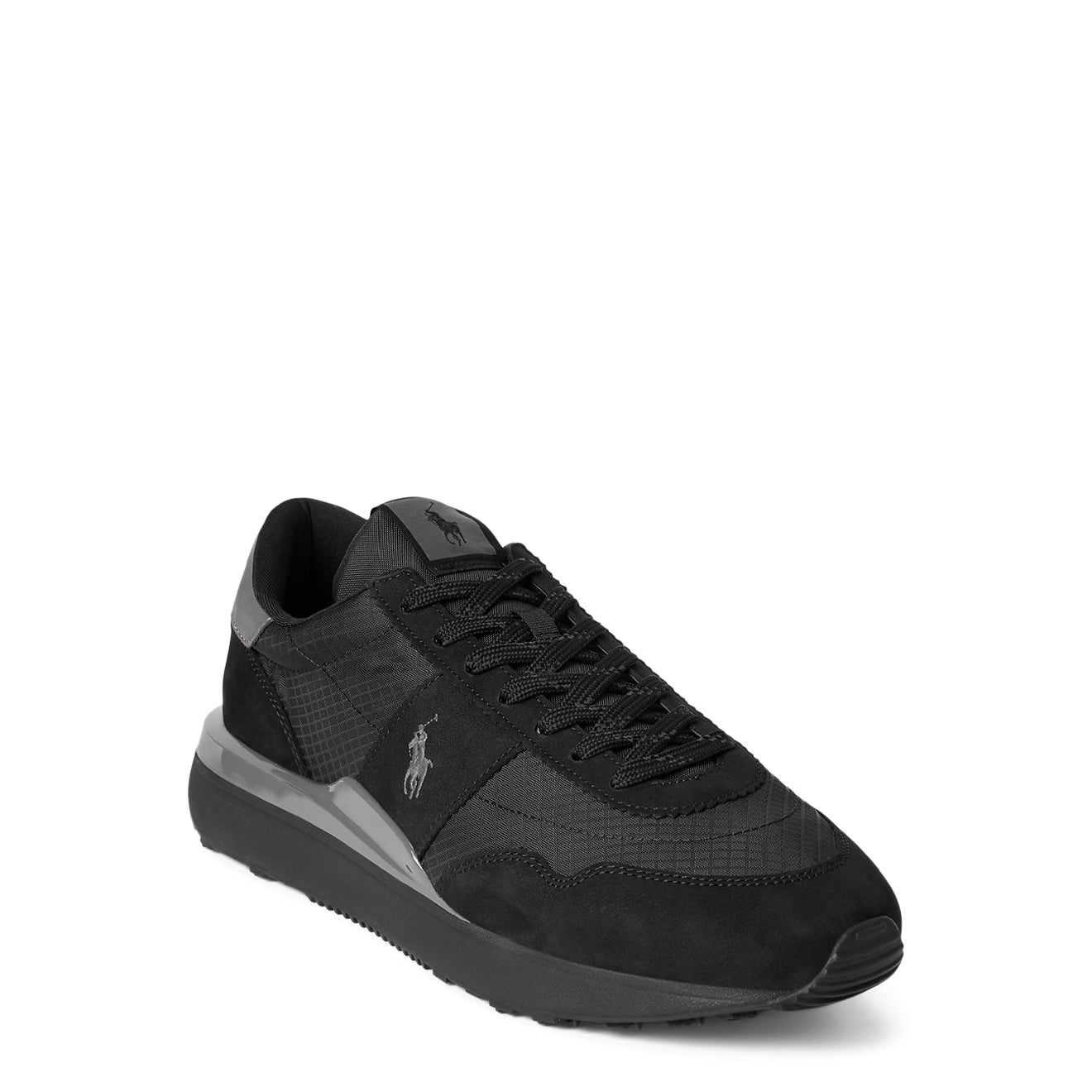 Polo Ralph Lauren Train 89 Nubuck & Oxford Trainer Black / Grey - The Sporting Lodge