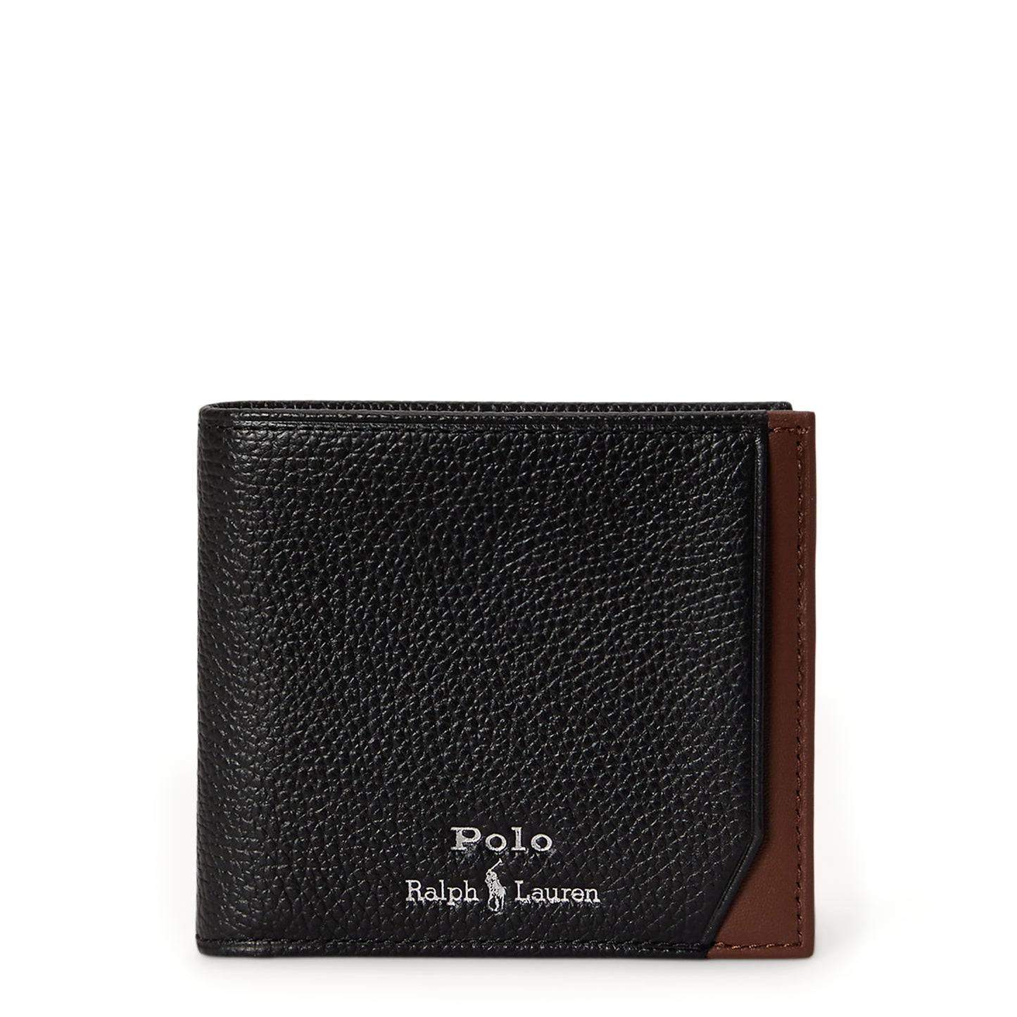 Polo Ralph Lauren Two-Tone Leather Billfold Wallet Black / Saddle