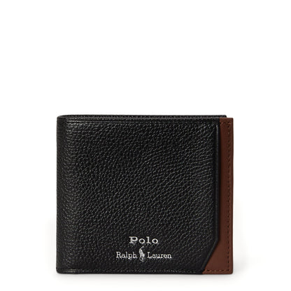 Polo Ralph Lauren Two-Tone Leather Billfold Wallet Black / Saddle