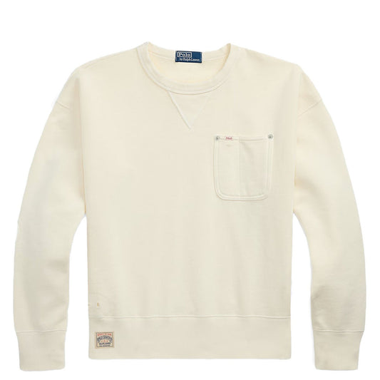 Polo Ralph Lauren Vintage Fit Fleece Pocket Sweatshirt Deckwash White