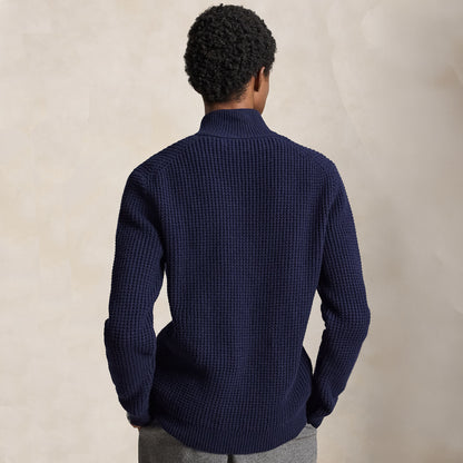 Polo Ralph Lauren Waffle-Knit Wool-Cotton Jumper Hunter Navy
