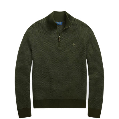 Polo Ralph Lauren Washable Wool Quarter-Zip Sweater Olive Combo