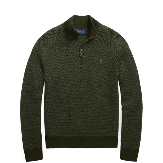 Polo Ralph Lauren Washable Wool Quarter-Zip Sweater Olive Combo