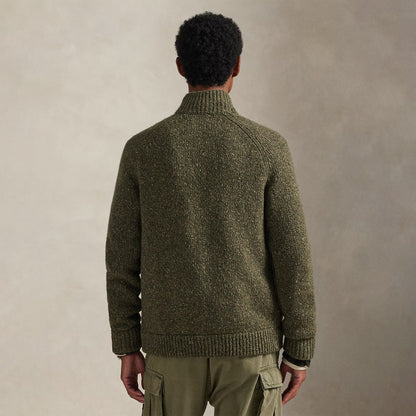 Polo Ralph Lauren Wool-Blend Mockneck Cardigan Olive Marl