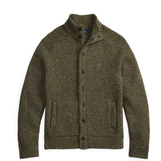 Polo Ralph Lauren Wool-Blend Mockneck Cardigan Olive Marl