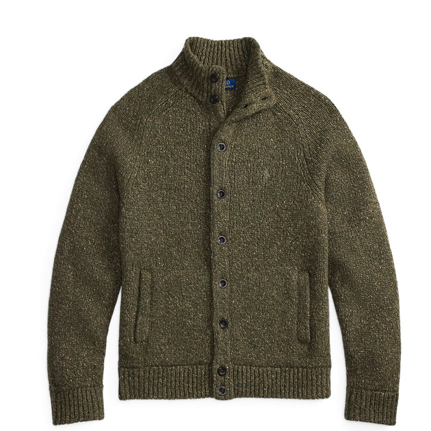 Polo Ralph Lauren Wool-Blend Mockneck Cardigan Olive Marl | The