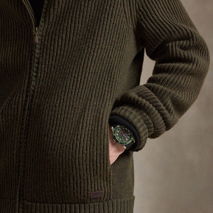 Polo Ralph Lauren Wool Cashmere Full-Zip Sweater Ekanite Olive Heather
