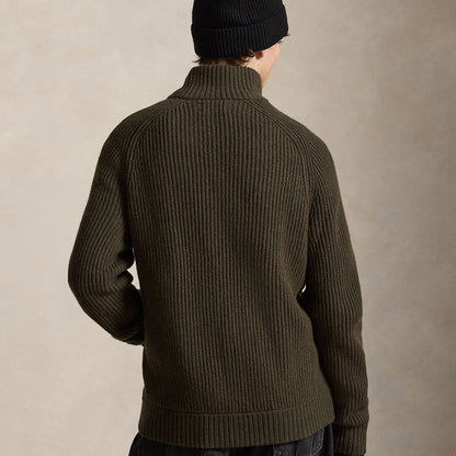 Polo Ralph Lauren Wool Cashmere Full-Zip Sweater Ekanite Olive Heather
