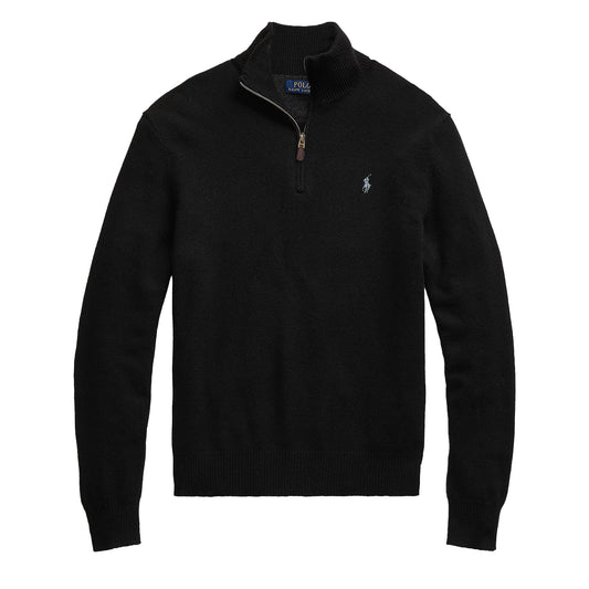 Polo Ralph Lauren Wool Half Zip Pullover Black - The Sporting Lodge