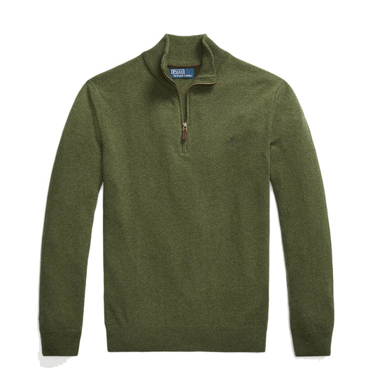 Polo Ralph Lauren Wool Half Zip Pullover Classic Olive Heather - The Sporting Lodge