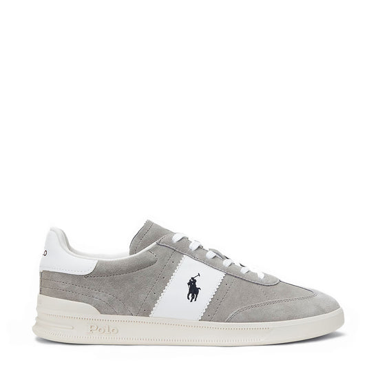 Polo Sport Heritage Aera Suede Trainers Earth Grey / Deckwash White - The Sporting Lodge