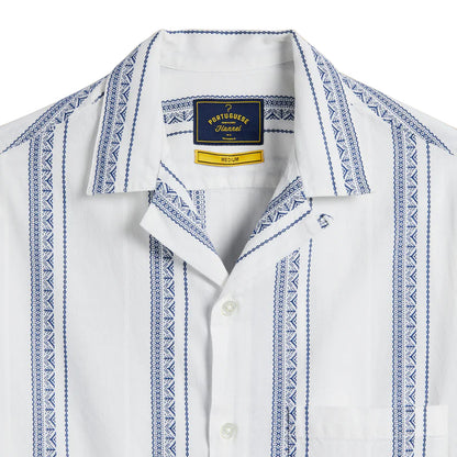 Portuguese Flannel Alqueva S/S shirt White / Blue