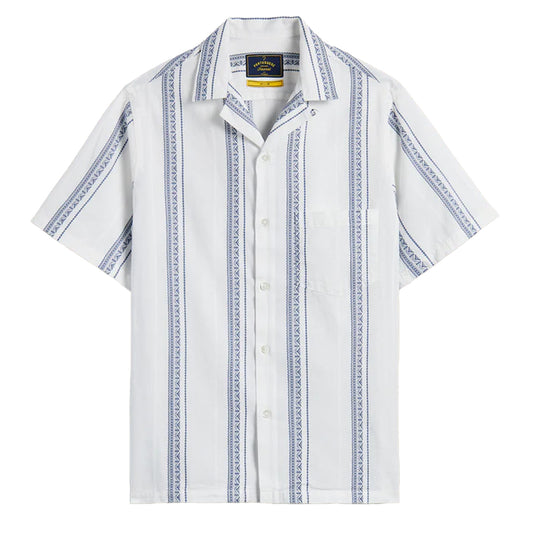 Portuguese Flannel Alqueva S/S shirt White / Blue