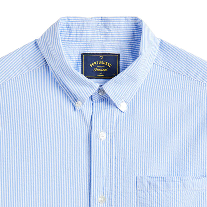 Portuguese Flannel Atlantico Stripe L/S Shirt Blue