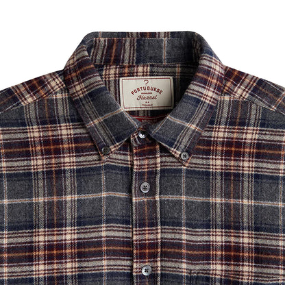 Portuguese Flannel Augusta Button Down Shirt Grey / Burgundy