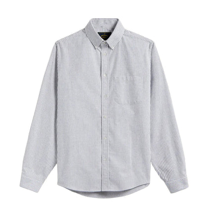 Portuguese Flannel Brushed Oxford Stripe Button Down Blue - The Sporting Lodge