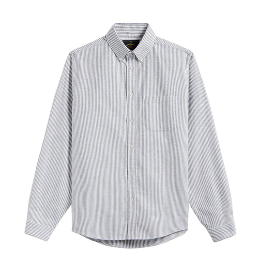 Portuguese Flannel Brushed Oxford Stripe Button Down Blue - The Sporting Lodge