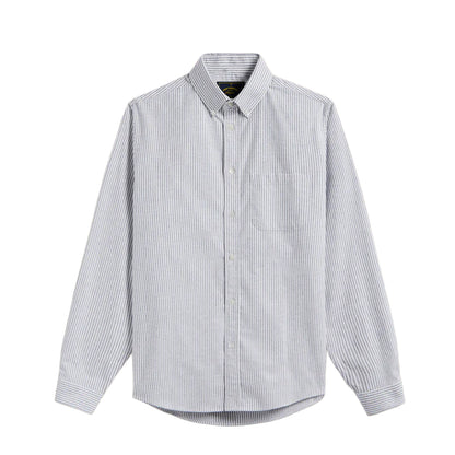 Portuguese Flannel Brushed Oxford Stripe Button Down Blue