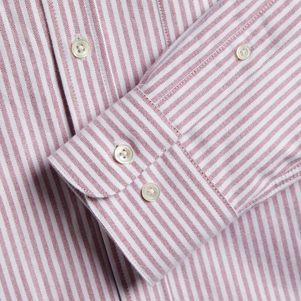Portuguese Flannel Brushed Oxford Stripe Shirt Bordeaux