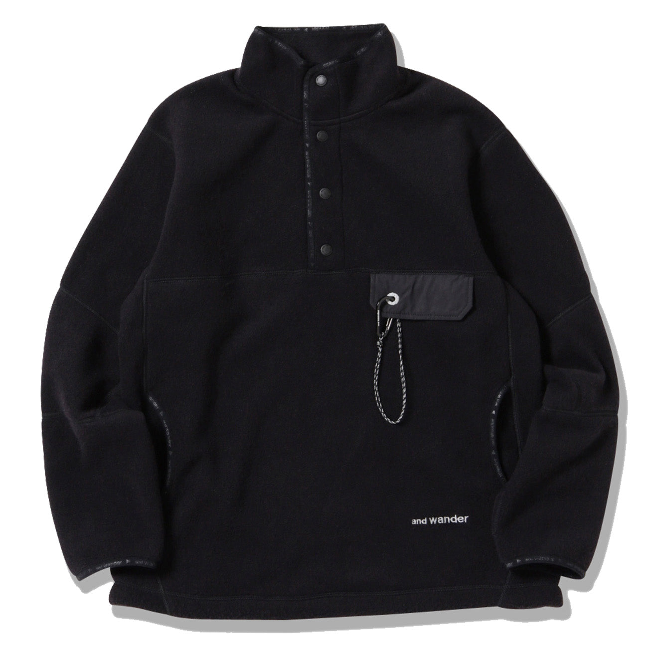 And Wander Wool Fleece Pullover Black | The Sporting Lodge